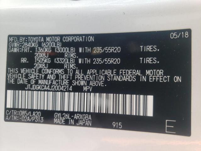 JTJDGKCA4J2004214 Lexus Rx 450h L Base
