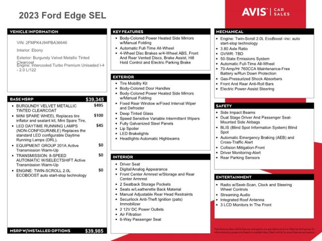 2FMPK4J94PBA36646 Ford EDGE SEL