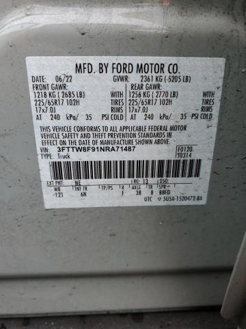 3FTTW8F91NRA71487 Ford Maverick Xl