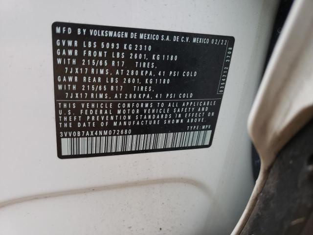 3VV0B7AX4NM072680 Volkswagen TIGUAN S