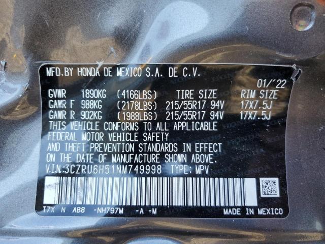 3CZRU6H51NM749998 Honda HR-V EX