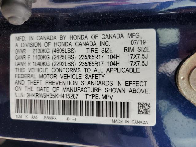 2HKRW5H35KH415287 Honda CR-V LX