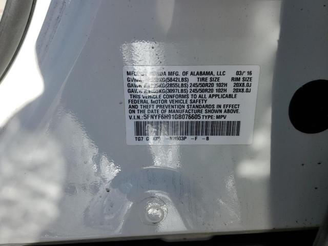5FNYF6H91GB076605 Honda Pilot Touring