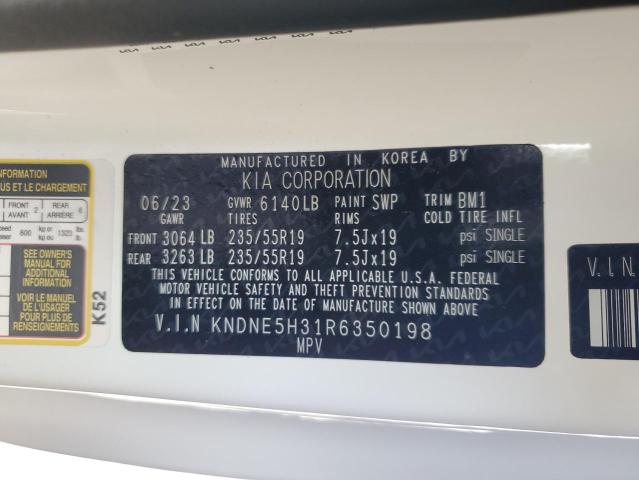 KNDNE5H31R6350198 KIA Carnival Sx