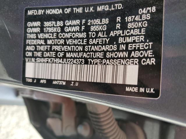 SHHFK7H94JU224373 Honda Civic Sport Touring