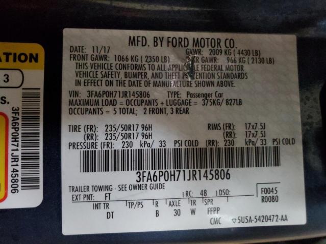 3FA6P0H71JR145806 Ford FUSION SE
