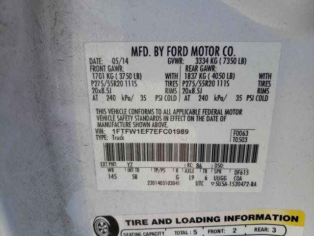 1FTFW1EF7EFC01989 Ford F150 Supercrew