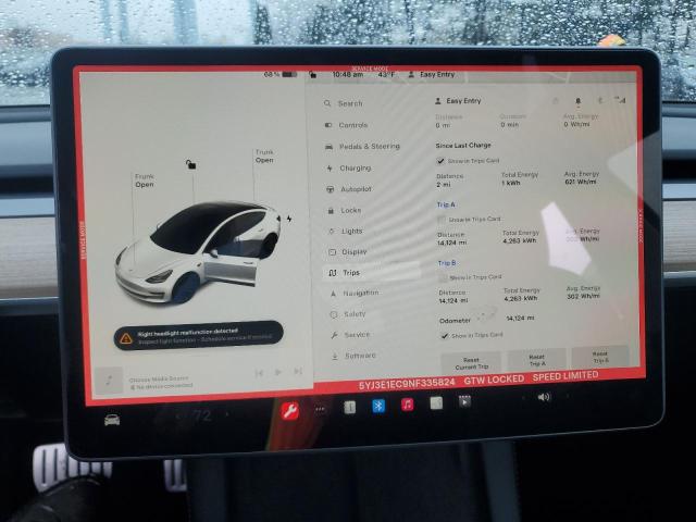 5YJ3E1EC9NF335824 Tesla MODEL 3