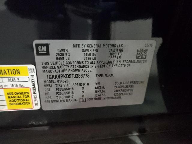 1GKKVPKD5FJ386778 GMC ACADIA SLE