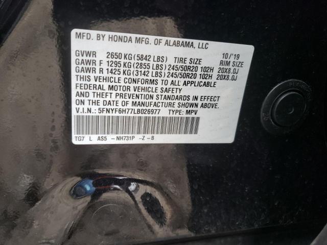 5FNYF6H77LB026977 Honda Pilot Black