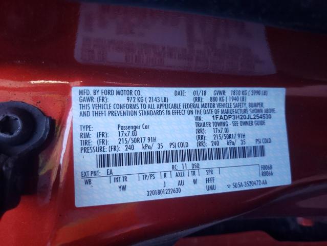 1FADP3H20JL254530 Ford FOCUS SEL