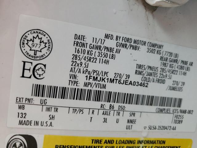 1FMJK1MT6JEA03462 Ford Expedition Max Platinum