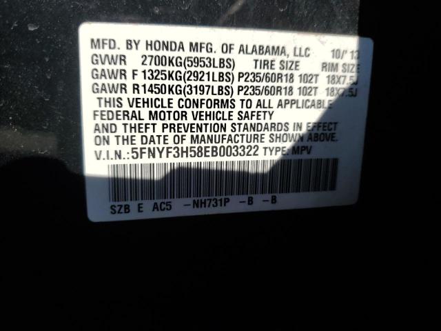 5FNYF3H58EB003322 Honda PILOT EXL