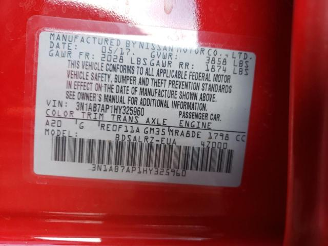 3N1AB7AP1HY325960 Nissan SENTRA S