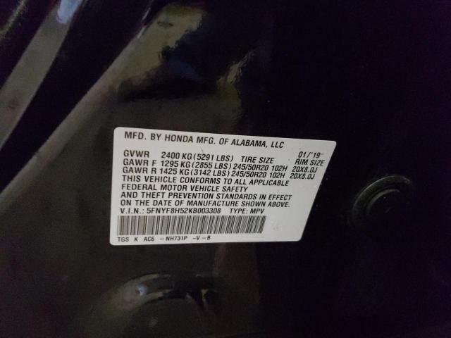 5FNYF8H52KB003308 Honda Passport Exl
