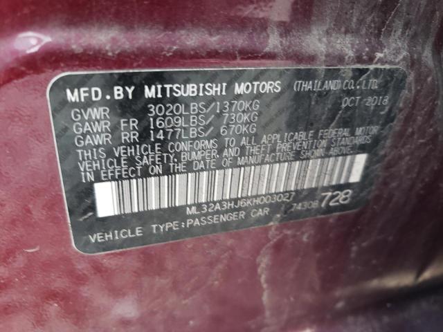 ML32A3HJ6KH003027 Mitsubishi MIRAGE ES