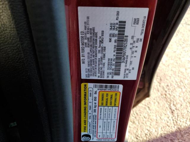 Ford FUSION SE 2015 3FA6P0H77FR252818 Image 12