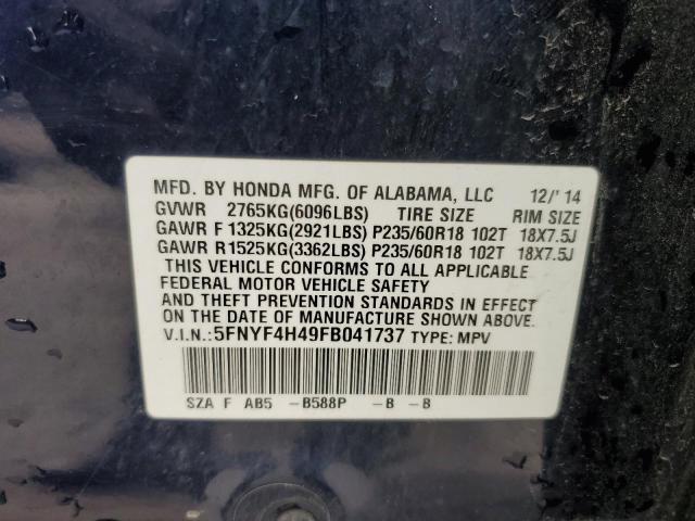 5FNYF4H49FB041737 Honda Pilot Ex