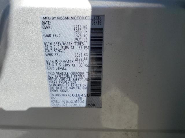 5N1DR2MNXKC618450 Nissan Pathfinder S