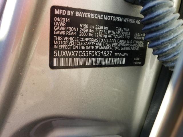 5UXWX7C53F0K31827 BMW X3 Xdrive35i