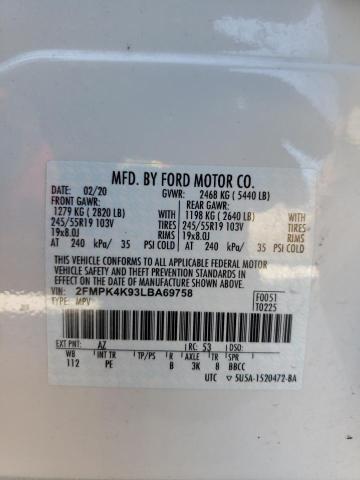 2FMPK4K93LBA69758 Ford Edge Titanium
