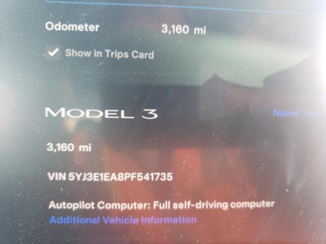 5YJ3E1EA8PF541735 Tesla MODEL 3