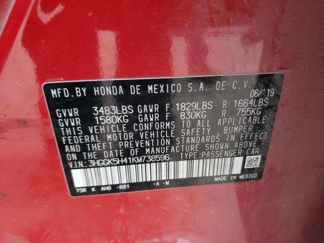 3HGGK5H41KM738596 Honda FIT LX