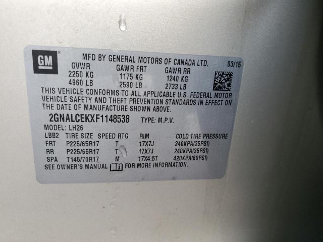 Chevrolet EQUINOX LT 2015 2GNALCEKXF1148538 Image 13