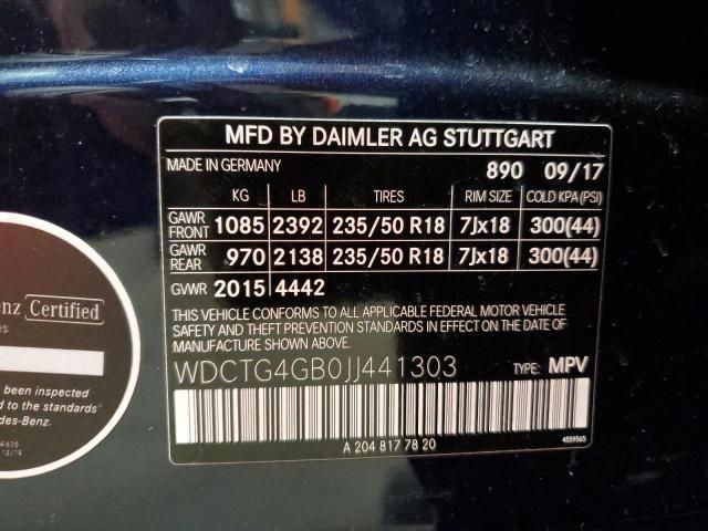 WDCTG4GB0JJ441303 Mercedes-Benz Gla 250 4matic