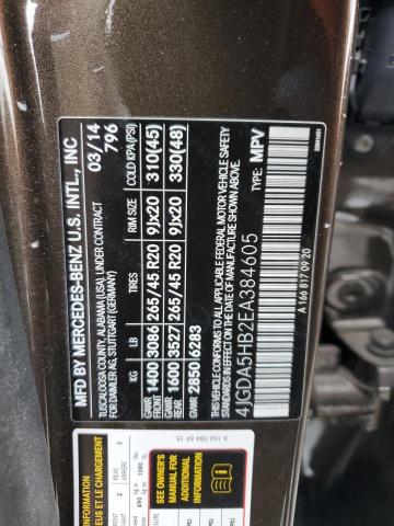 4JGDA5HB2EA384605 Mercedes-Benz Ml 350 4matic