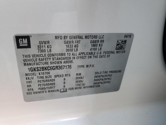 1GKS2BKC6GR367176 GMC YUKON SLT