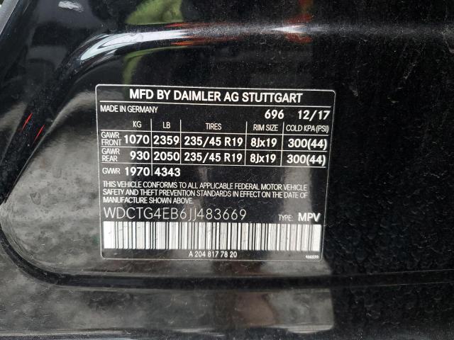 WDCTG4EB6JJ483669 Mercedes-Benz GLA 250