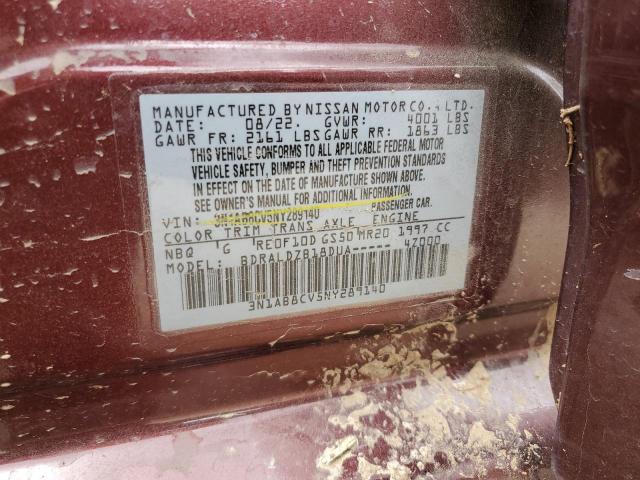 3N1AB8CV5NY289140 Nissan SENTRA SV
