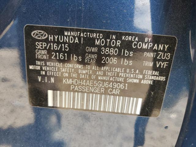 KMHDH4AE5GU649061 Hyundai ELANTRA SE