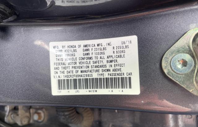 1HGCR2F89HA029905 Honda ACCORD EXL