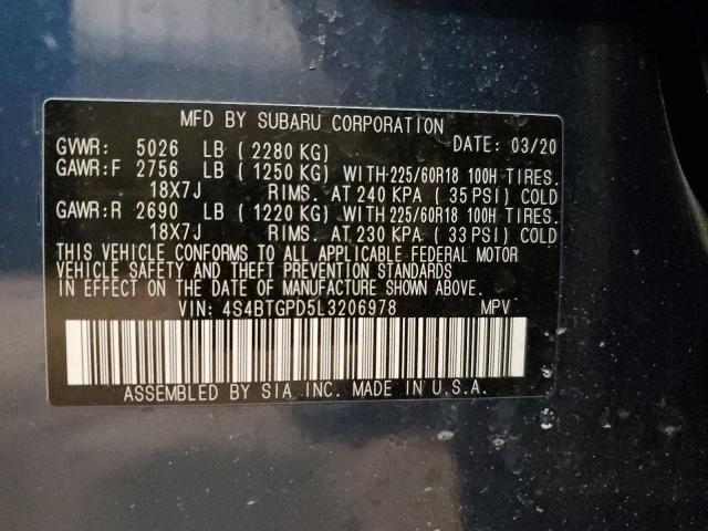 4S4BTGPD5L3206978 Subaru Outback Touring Ldl