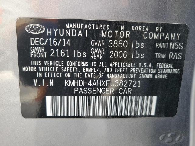 KMHDH4AHXFU382721 Hyundai ELANTRA SE