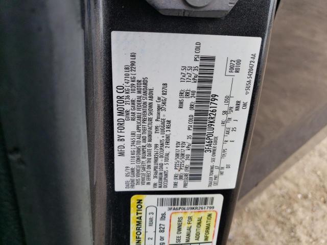 3FA6P0LU9KR261799 Ford FUSION SE