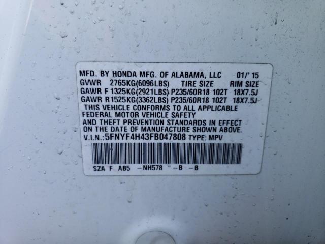 5FNYF4H43FB047808 Honda Pilot Ex