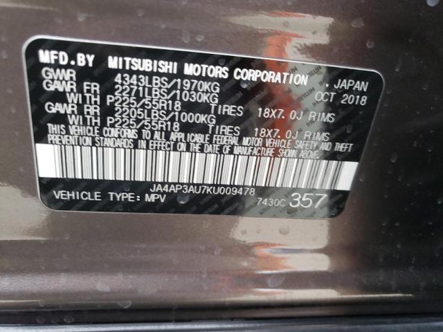 JA4AP3AU7KU009478 Mitsubishi Outlander Sport Es