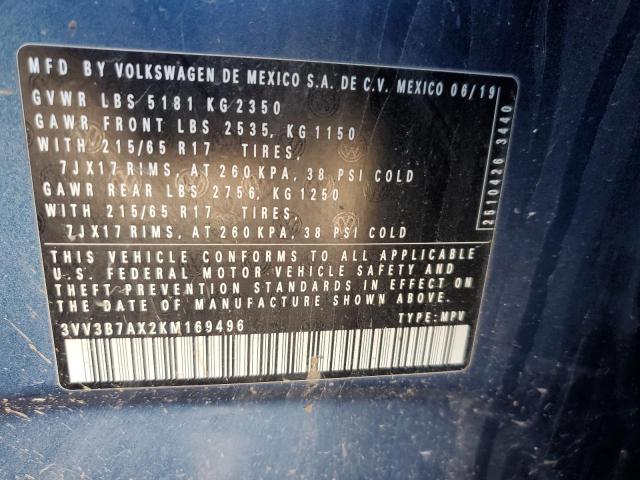 3VV3B7AX2KM169496 Volkswagen TIGUAN SE