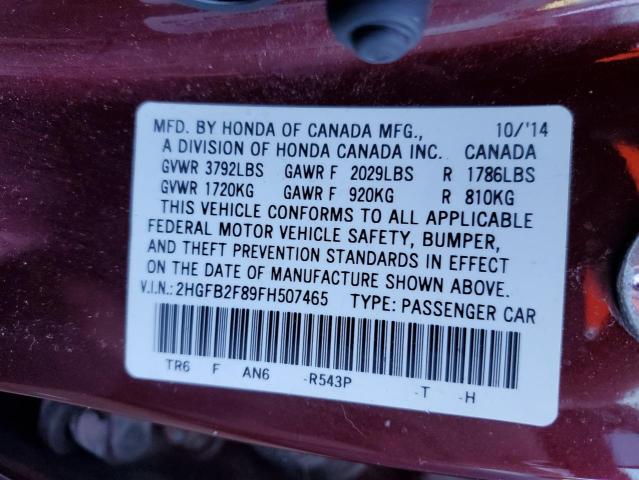 2HGFB2F89FH507465 Honda CIVIC EX