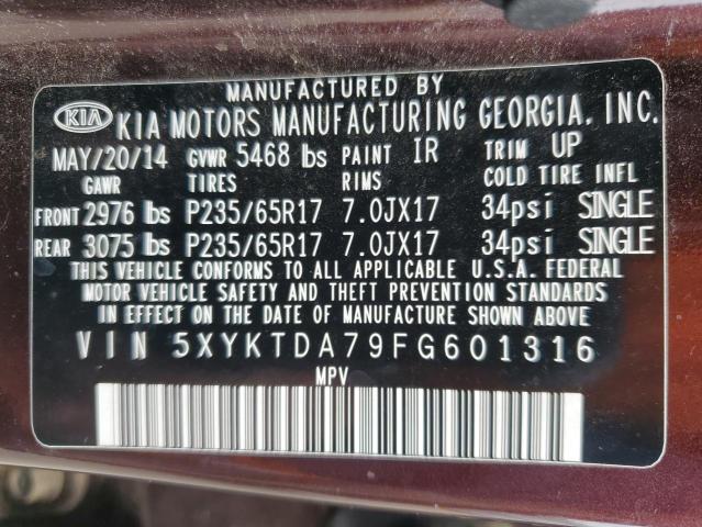 5XYKTDA79FG601316 KIA SORENTO LX