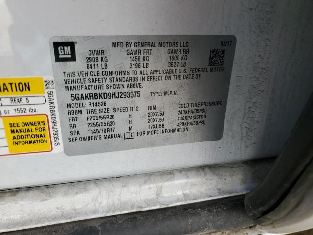 5GAKRBKD9HJ293575 Buick Enclave