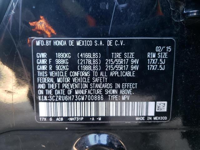 3CZRU6H73GM700886 Honda Hr-v Exl