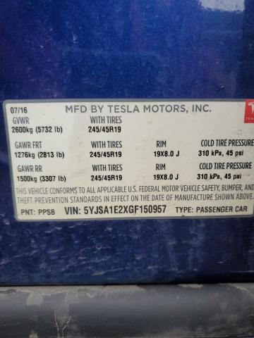 5YJSA1E2XGF150957 Tesla MODEL S