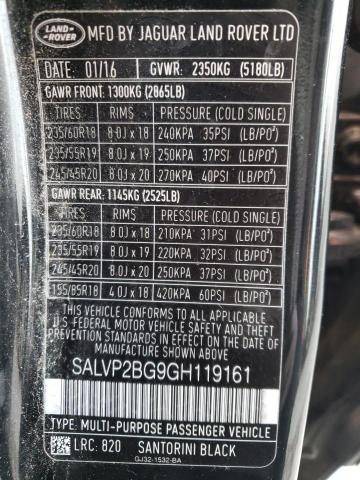 SALVP2BG9GH119161 Land Rover Range Rover Evoque Se