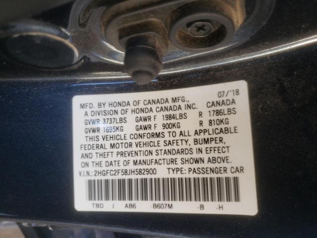 2HGFC2F58JH582900 Honda Civic Lx