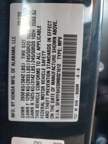 5FNYF6H20MB021612 Honda PILOT SE