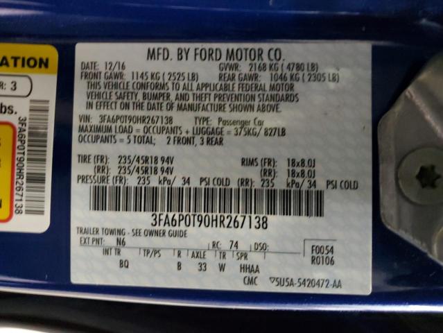 3FA6P0T90HR267138 Ford FUSION SE